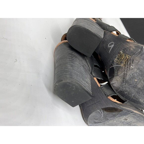 Free People Hayes Boot Black Cutout Stacked Heels  Soft Leather Size 7.5 - Picture 14 of 14